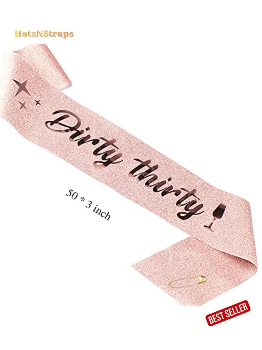 Dirty 30 Birthday Headband & Sash Set Rose Gold Tiara Crown Rhinestone Hair